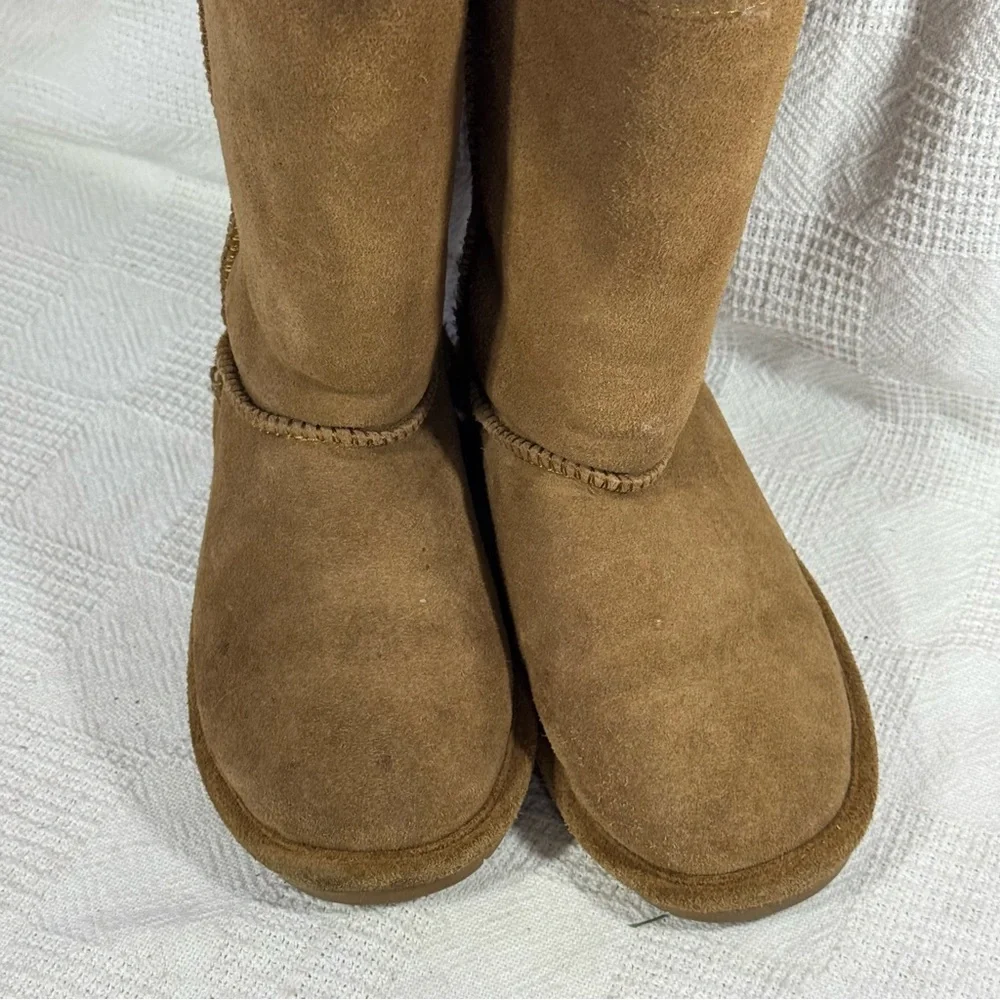 Bearpaw Womens Emma‎ Winter Snow Boots Brown Sheepskin Lined Mid Calf Pull On 9